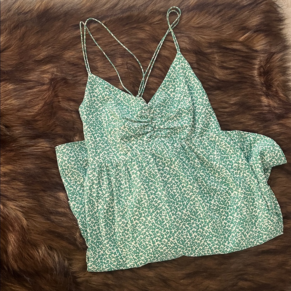 vestique green floral mini dress